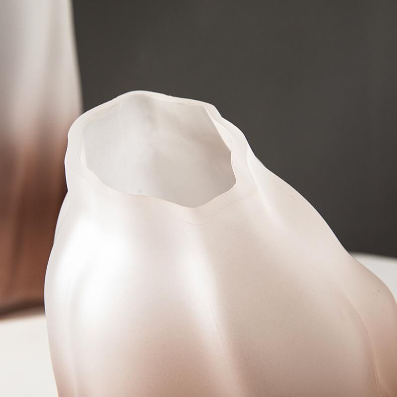 Creative Special-shaped Rockery Frosted Gradient Glass Vase Living Room Decoration Color Transparent Flower Arrangement Vase