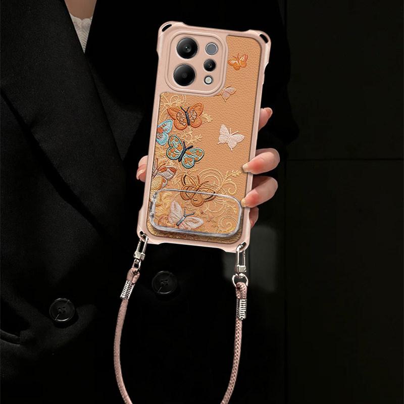 Embroidery butterfly suitable for vivoS50 mobile phone case S30 bracket lanyard S20 anti-drop S19 light luxury S18/17 soft case