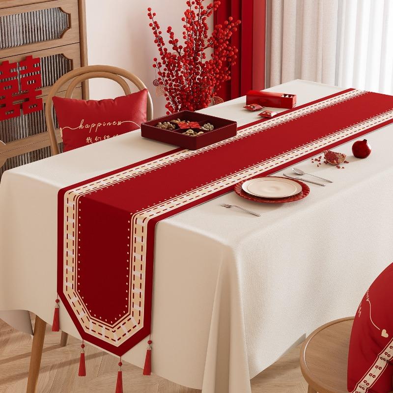 

2025 Новая Свадебная Скатерть для Стола Светлая Роскошь Высококлассный Кофейный Столик с Восьмиугольной Скатертью Красный ТВ-Шкаф Праздничная Покрывающая Ткань 35x120cm
