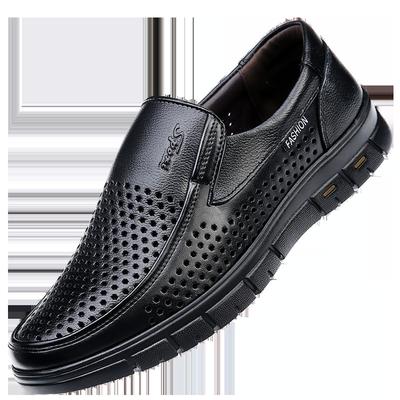 Leer Heren Casual Ademend en Slijtvast Medium Hol Geperforeerd Schoenen Heren