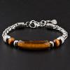 3 Colors Stainless Steel Cuban Chain Bracelet Men Adjustable Unfading Tiger Eyes Obsidian Stone Braslet Cool Riding Accessories