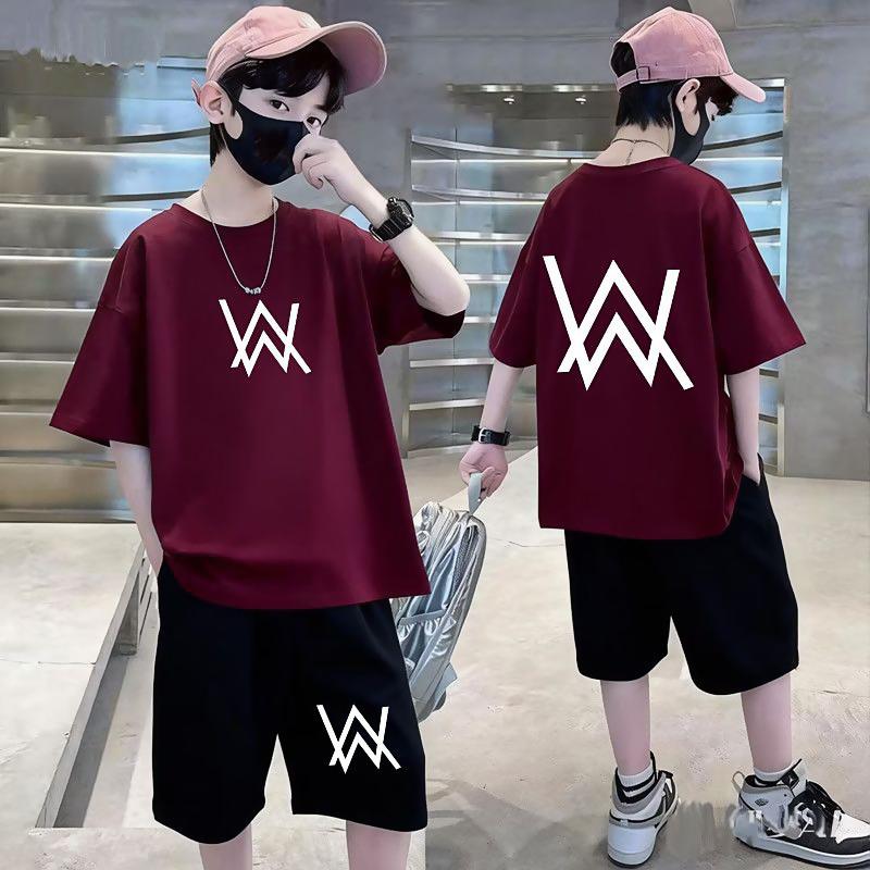 Summer boys  clothing set, letter short-sleeved T-shirt and shorts two-piece set. 100