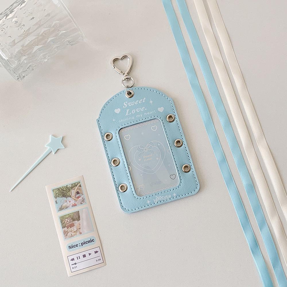 DIY Ballet Ribbon Korean Photocard Holder With Keychain Idol Card Display Protector  Card Decor