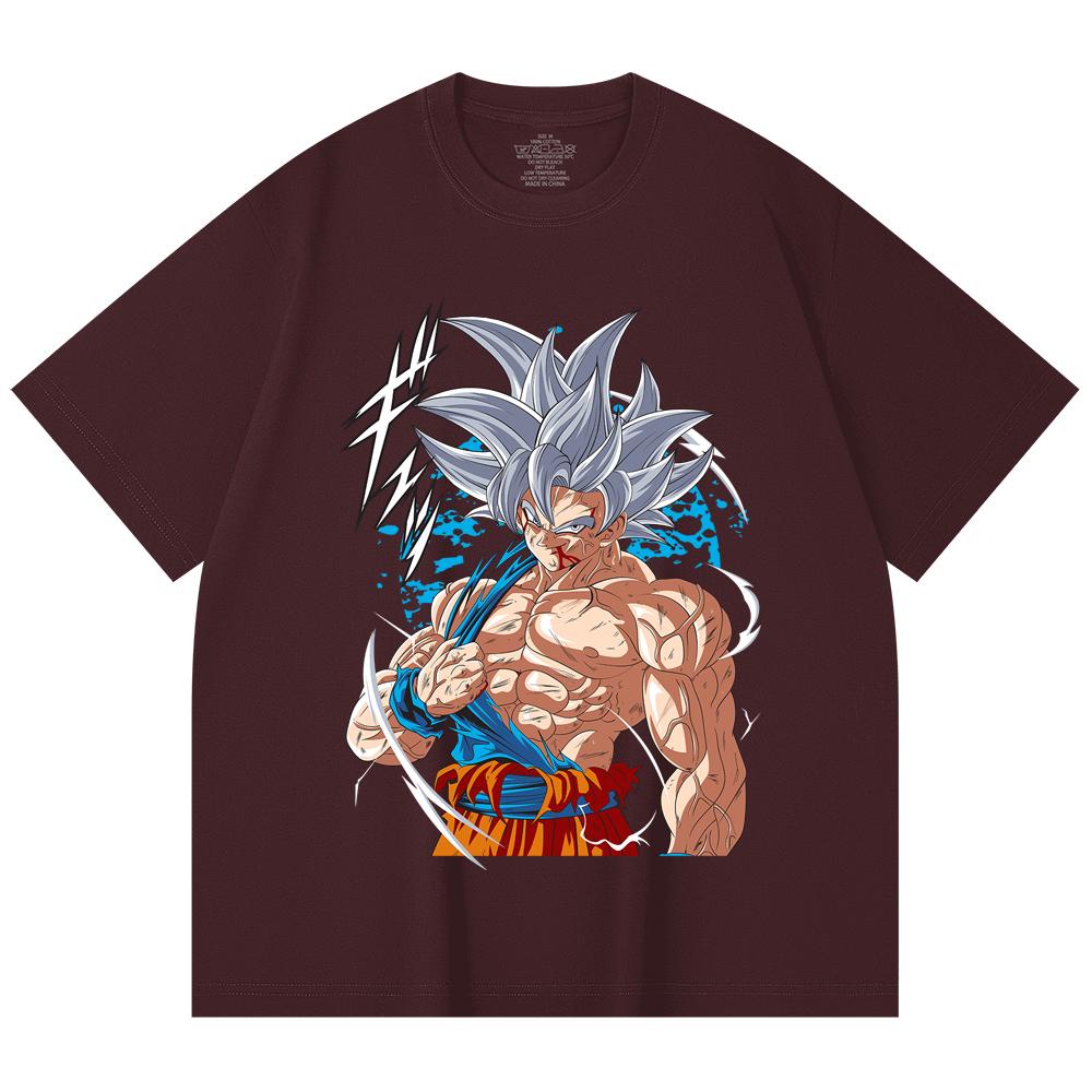 

230 Gsm 100% Cotton Dragon Ball V47 Goku Ultra Instinct Print Unisex Heavy Cotton T Shirt 2XL