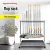 Movable Stainless Steel Mop Storage Rack with Hooks for Floor-Standing Draining in Schools and Factories