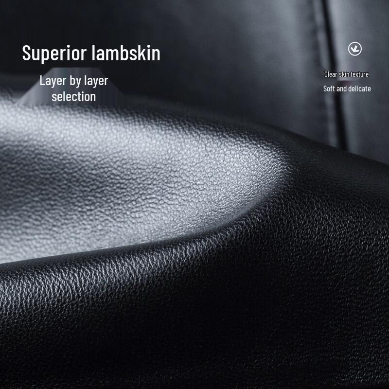 Men's Genuine Sheepskin Stand-Collar Leather Jacket