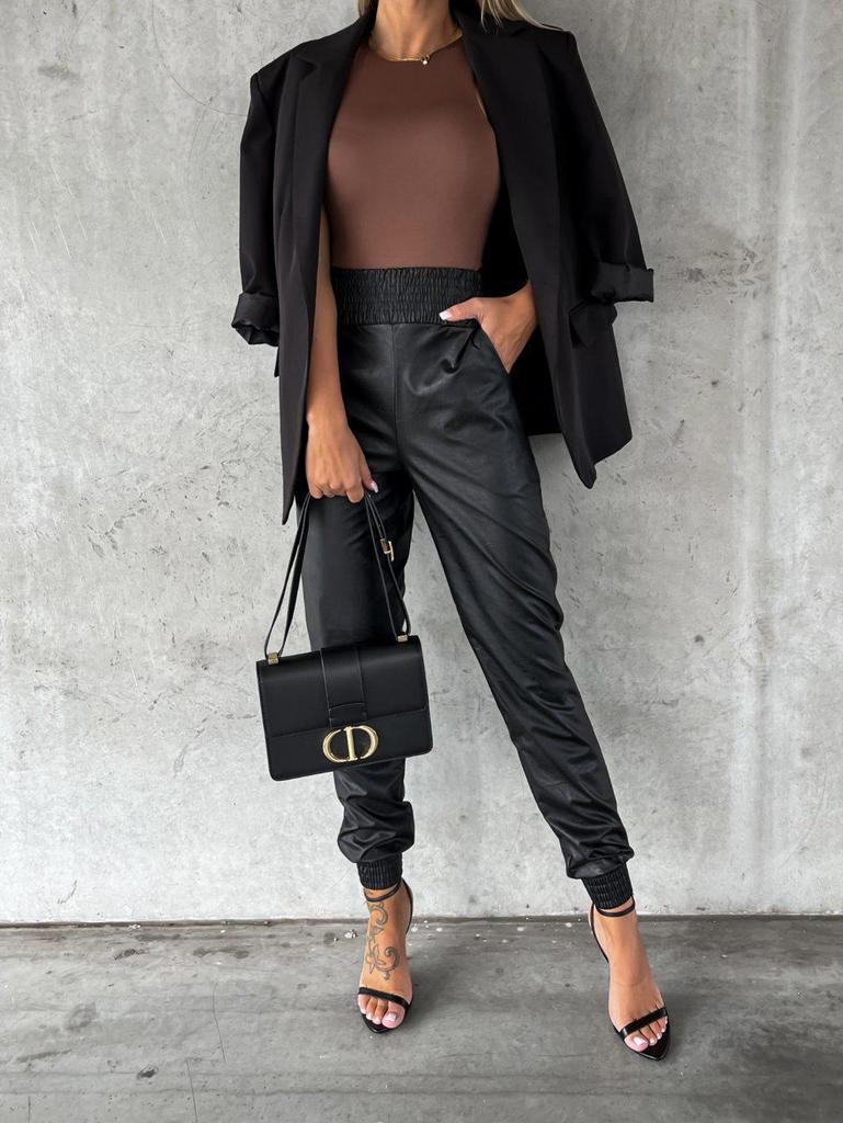 Street Trend High-Waist Leather Pants for Women - European & American Motorcycle Style, Autumn/Winter Fashion