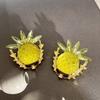 Classic Middle Women Girls Enamel Flower Earrings Ear Clip Vintage Elegant Lady High-end Party Banquet Accessories Jewelry