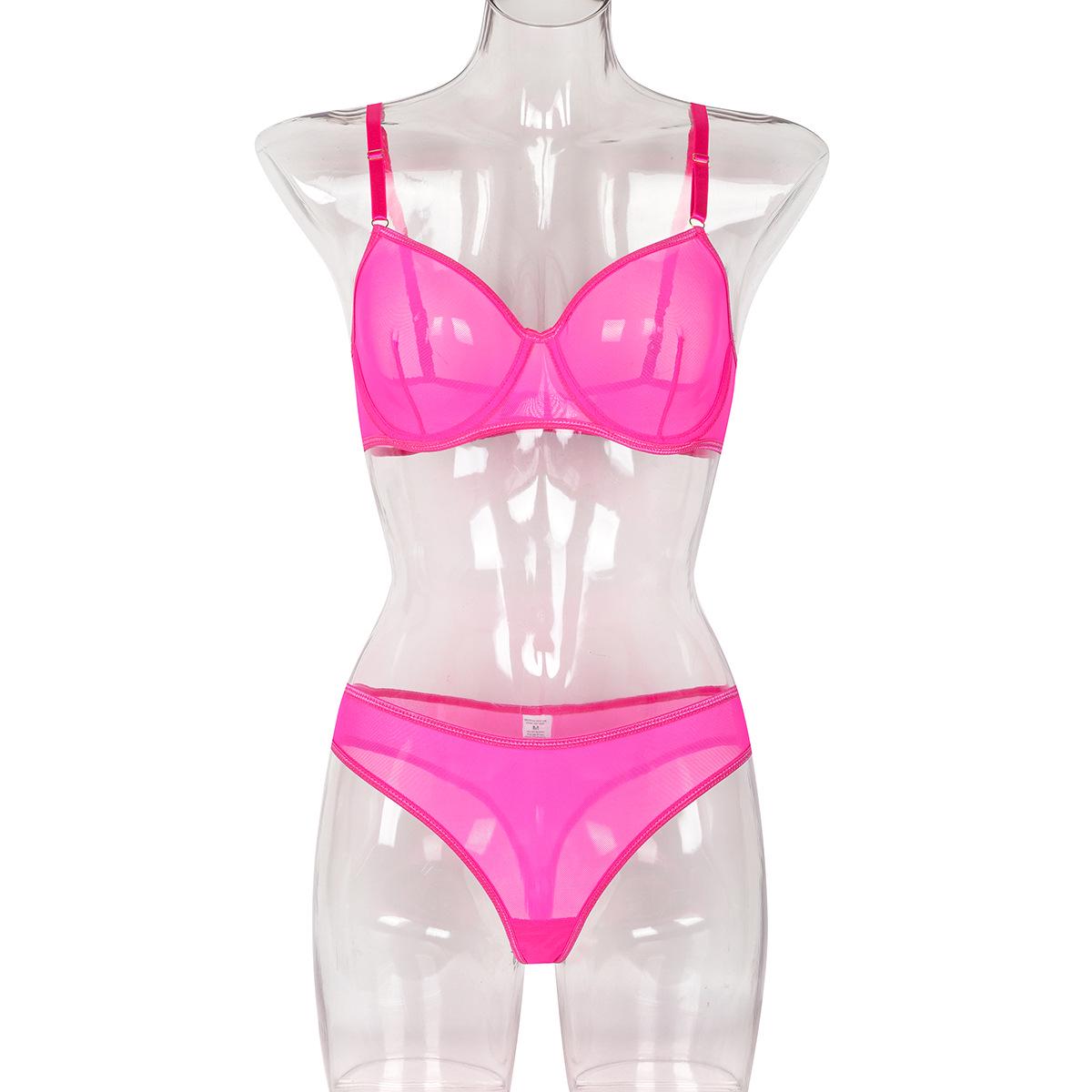 

Европейский и американский женский костюм из сетчатой ткани: Элегантный раздельный слинг с сексуальным нижним бельем Large неон розовый