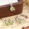 S925 Sterling Silver Necklace Women's High-end Design Sense Natural Crystal Stone Olivine Topaz Six-claw Jewelry Set Women