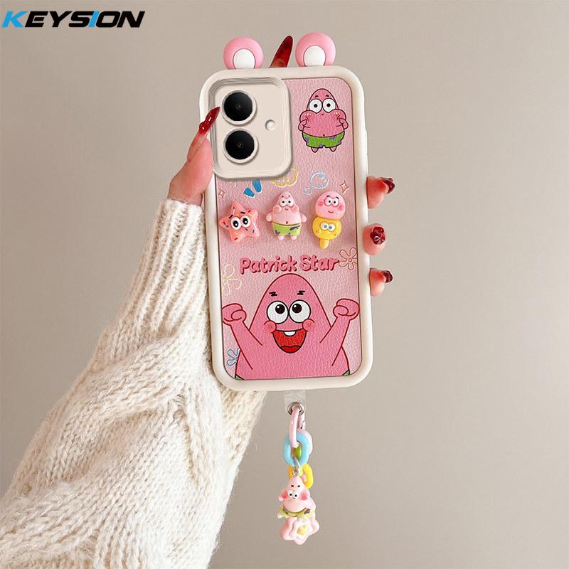 KEYSION Cute Ear 3D Cartoon Case for TECNO Spark Go 2 with Bracelet Soft Silicone Shockproof Phone Cover for Tecno Pop 10