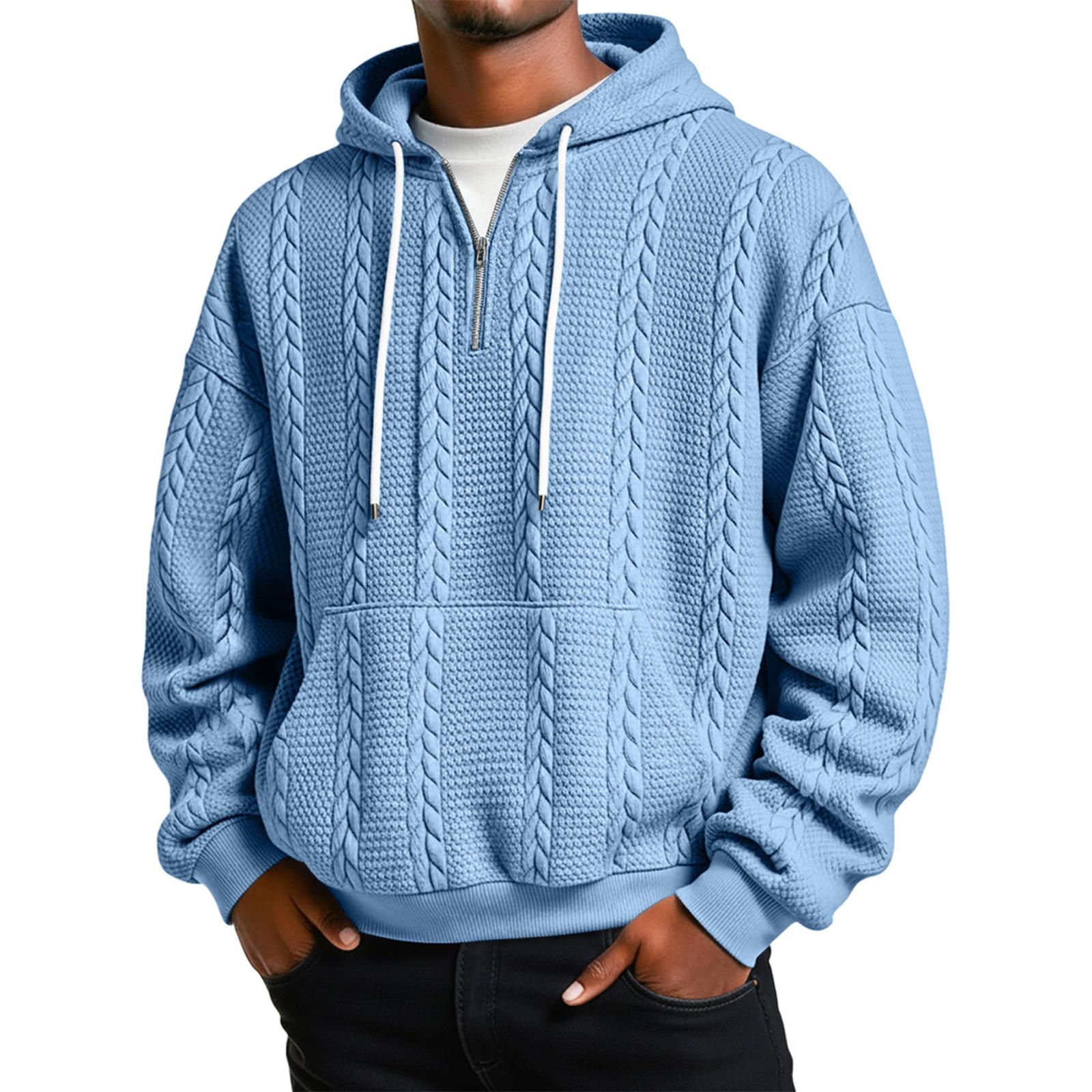 

Мужская Повседневная Принт Половина Молнии Капюшон Худи XL синий