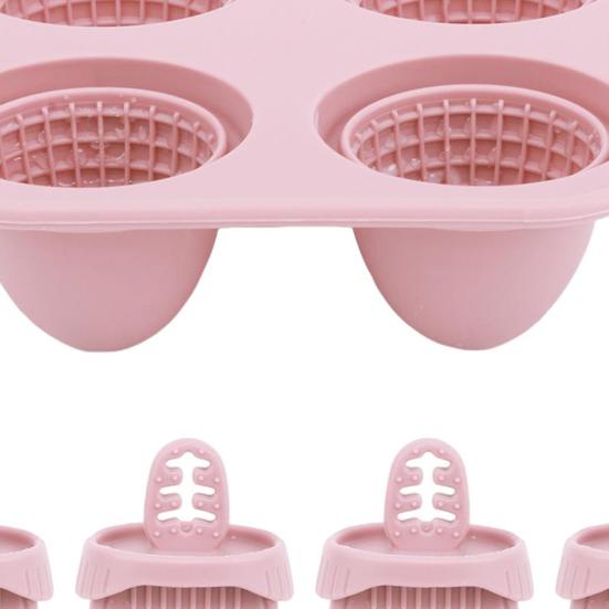 Baby Silicone Popsicle Mold with Handles 4-Cavity Mini Ice Cream Mold for Teething Relief Freezing Treats Maker for Toddlers Kids