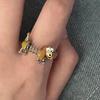 Anel de Cachorro Ajustável Fofo e Engraçado Estilo Xiaohongshu para Meninas