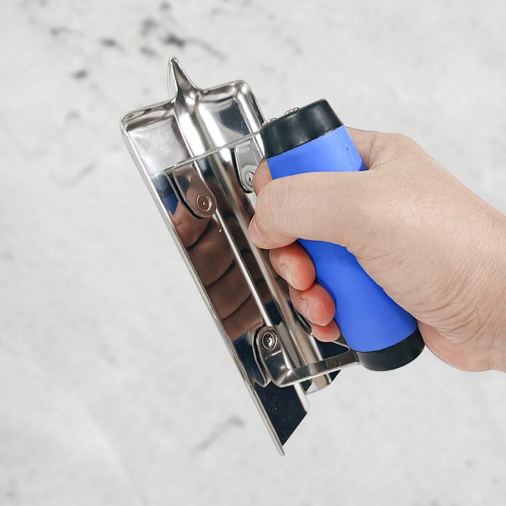 Concrete Edger Blue Steel Curved End Arc Corner Trowel with Rubber Handle Trowel Plaster Cement Stucco Masonry Construction Tool