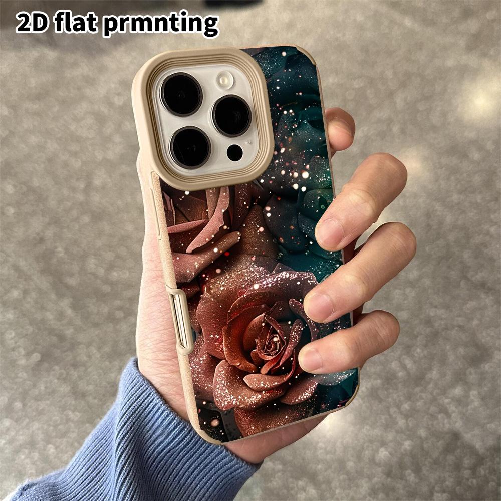 Phone Case: 2D Flat Lambskin Suitable for iPhone 18 17 16 15 14 13 Pro Film Protective Case,vintage Rose, Christmas and Halloween Gift