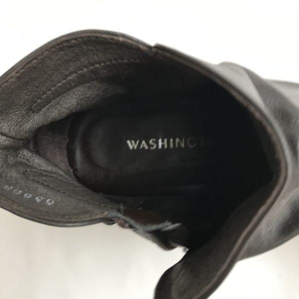 Ginza Washington Japan leather side zip short boots 23 dark brown heel(USED)