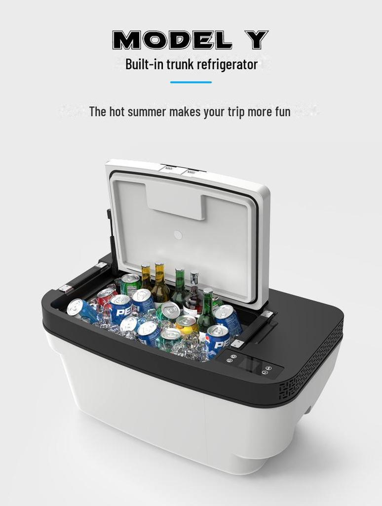 12V Car Refrigerator for Tesla Model Y: Fresh Storage for Camping, Trunk Compatible
