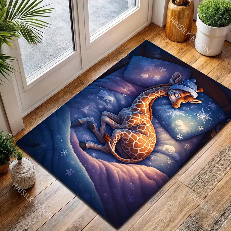 Sleeping Giraffe Cartoon Carpet for Living Room Bedroom Bedside Floor Mat Cloakroom Kids Activity Area Rugs Luxury Gifts