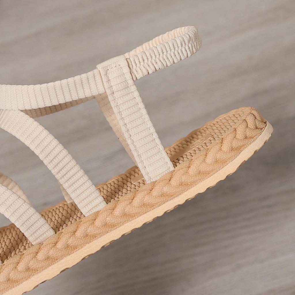 Summer New Imitation Grass Woven Travel Women's Flat Heel Sandals, Wearing Linen Soled Sandals Outside, Women's Beach Slope Heel Slippers