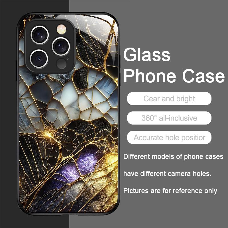 

Stylish Purple-Crystal Marble Texture Tempered Glass Phone Case for IPhone 17 16 Pro Max 15 14 13 12 Mini 11 X XS 7 8 Plus Cover iPhone 15 Pro Max