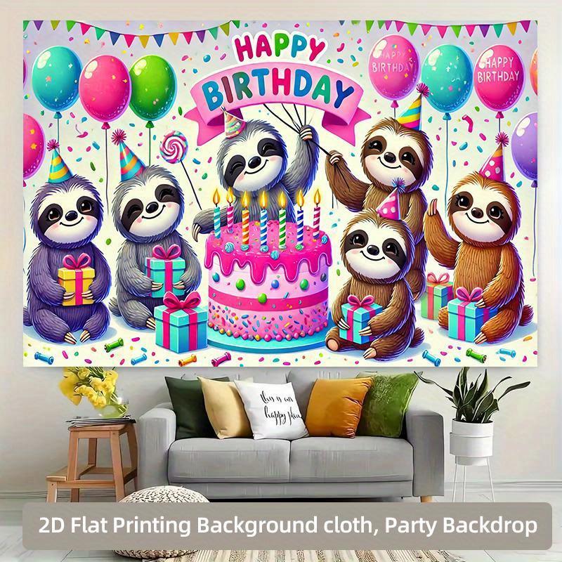 1 piece of 2D flat banner "Llama's Birthday Celebration" polyester photo backdrop party banner for birthday celebration