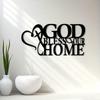 God Bless Our Home Metal Wall Art Retro Floral Design Rust Resistant Iron Religious Gift