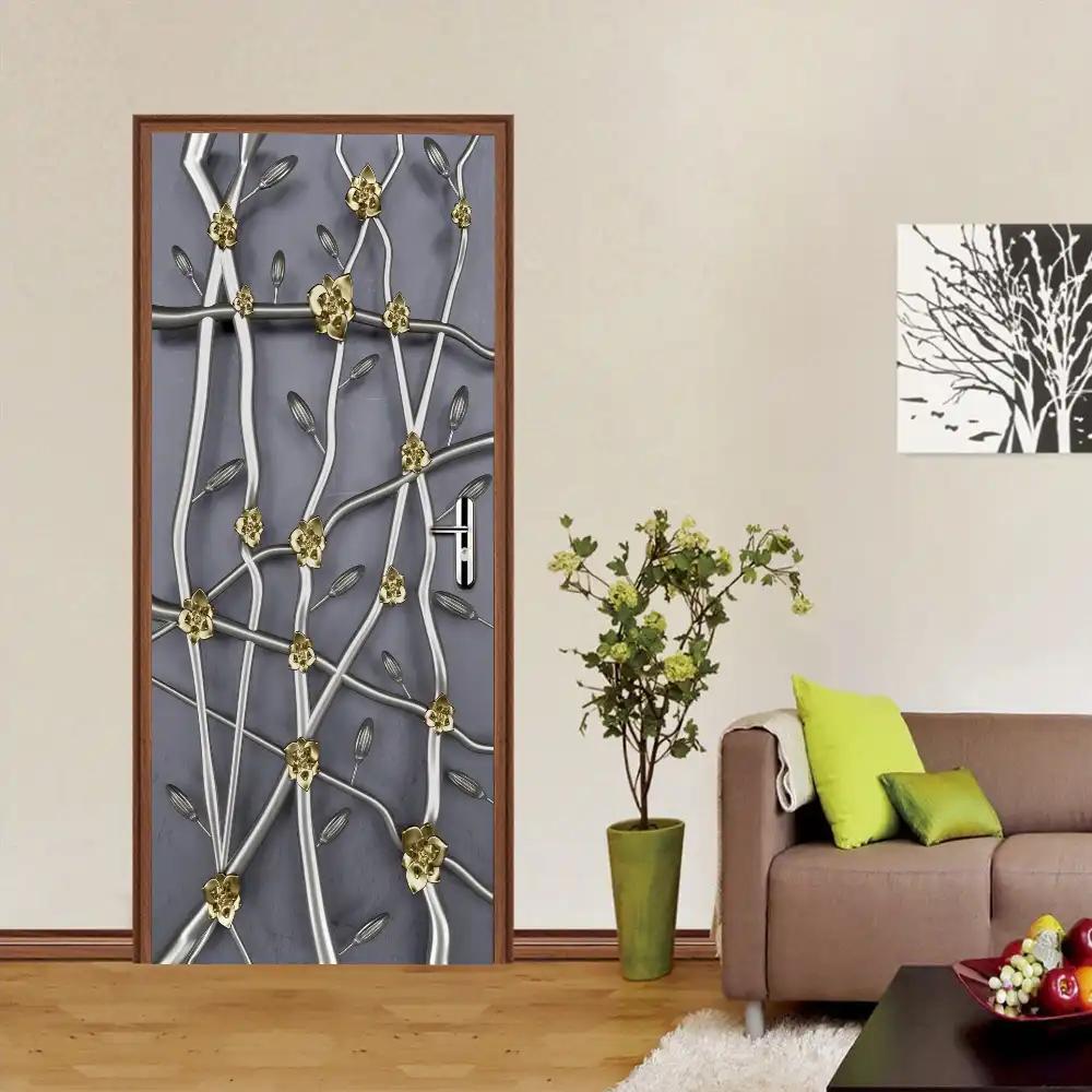 Retro Themed Kitchen Decoration PVC Door Sticker - a Festive Door Decoration That Can Be Easily Removed, Suitable for Kitchen, Guest Room