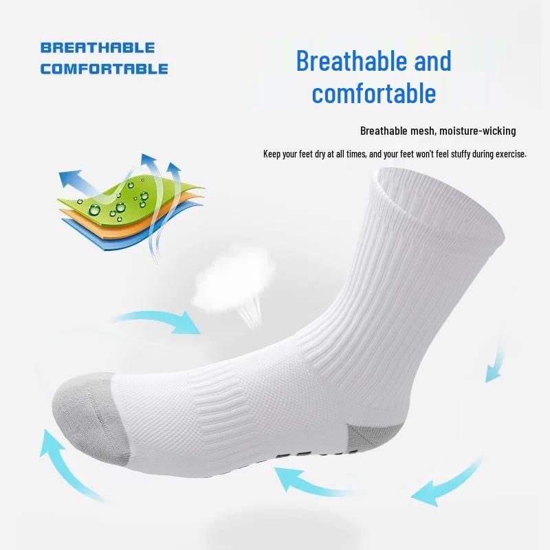 Pro Training Mid-Calf Breathable Mesh Football Socks - Sweat-Absorbent, Thickened, Shock-Absorbing, Anti-Slip