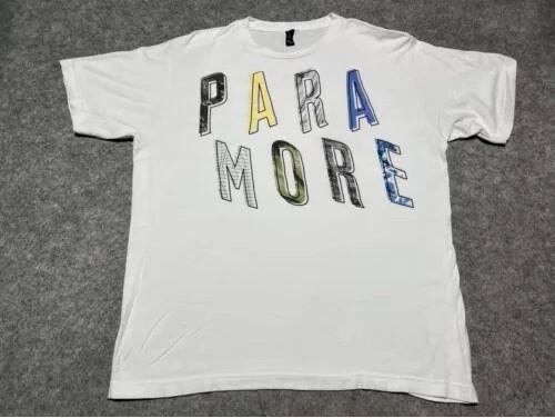 PARAMORE White Distressed Band Concert Tour Shirt Rock Music L