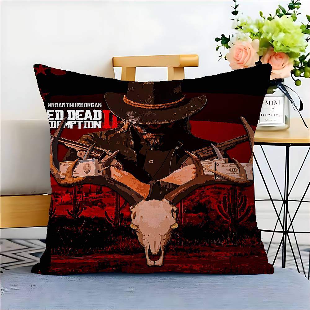 

Game R-Red Dead Redemption 2 RDR2 Cushion Cover Pillow Cover Decor Pillowcase Printed Cushion Case For Couch 22x22Inch