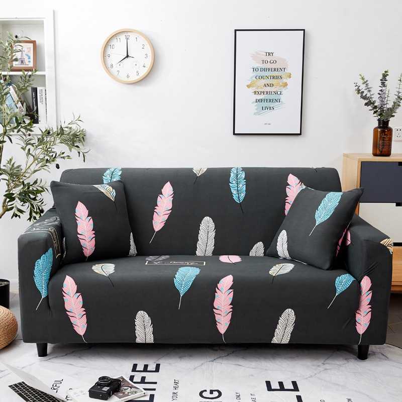 Geometric Plant Print Leisure Sofa Cover L Shape 1/2/3/4 Seat Small Sofa Sofa Cushion Kids Sofa Armchair Straight Sofa Cover