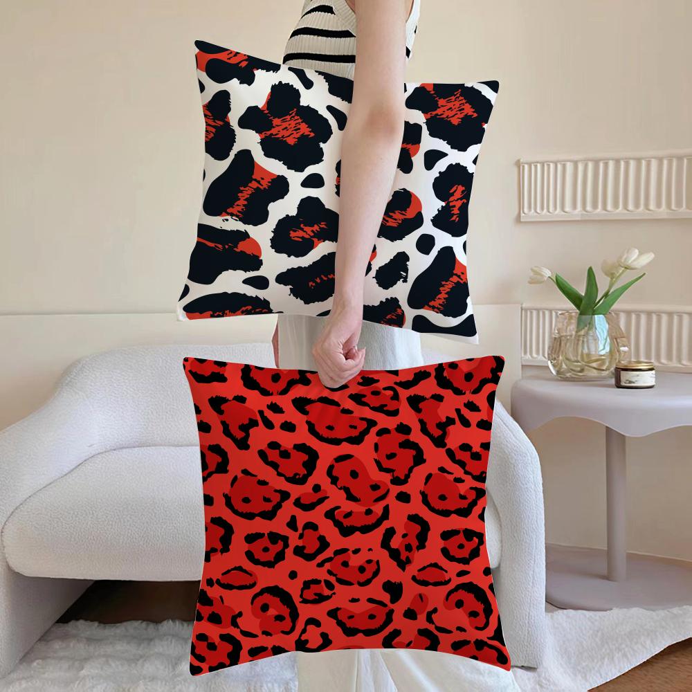 Pattern Trendy Leopard Print Texture Cushion Cover Washable Linen Pillowcase Soft For Sofa Bed Cozy Home Room Decor