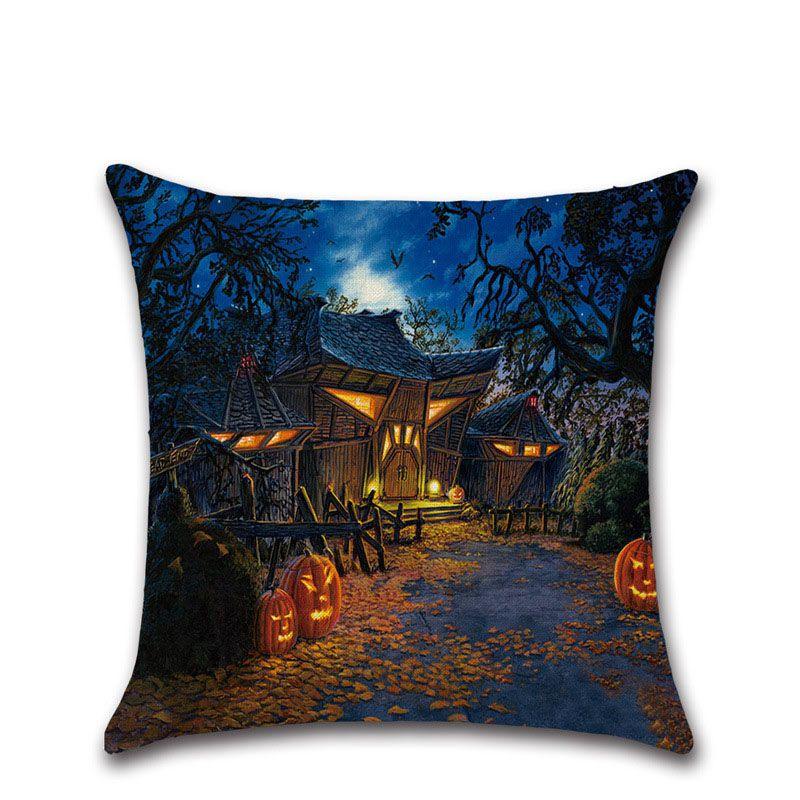 Halloween Parties Orange Pumpkin Pillow Cases With Flax Material For Haunted House Decor