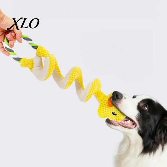 Durable Tug of War Rope Toys Squeaky Dog Toy with Pull Rope, Plush Toy, Indestructible for Aggressive Chewers Spiral Animal Interactive Small