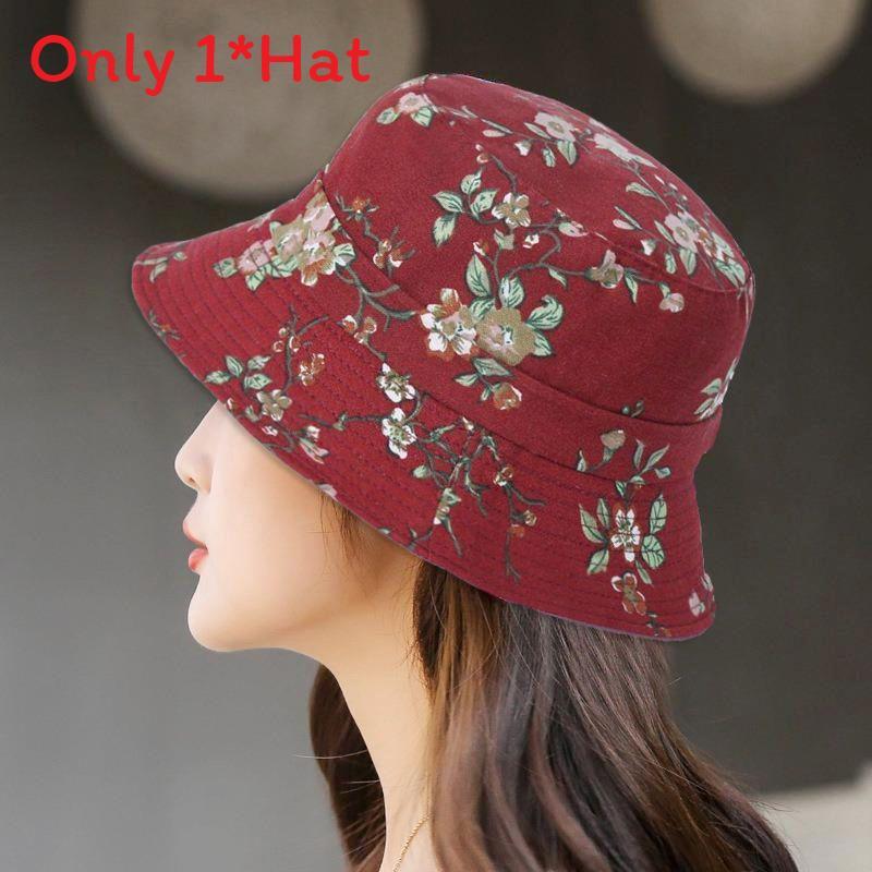 Elderly Women Sun Hat With Adjustable Brim For Spring Fall Sun Protection Cotton Fabric