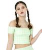 ANOTHER A Check Off-Shoulder Top[ Pink/Yellowgeen ]