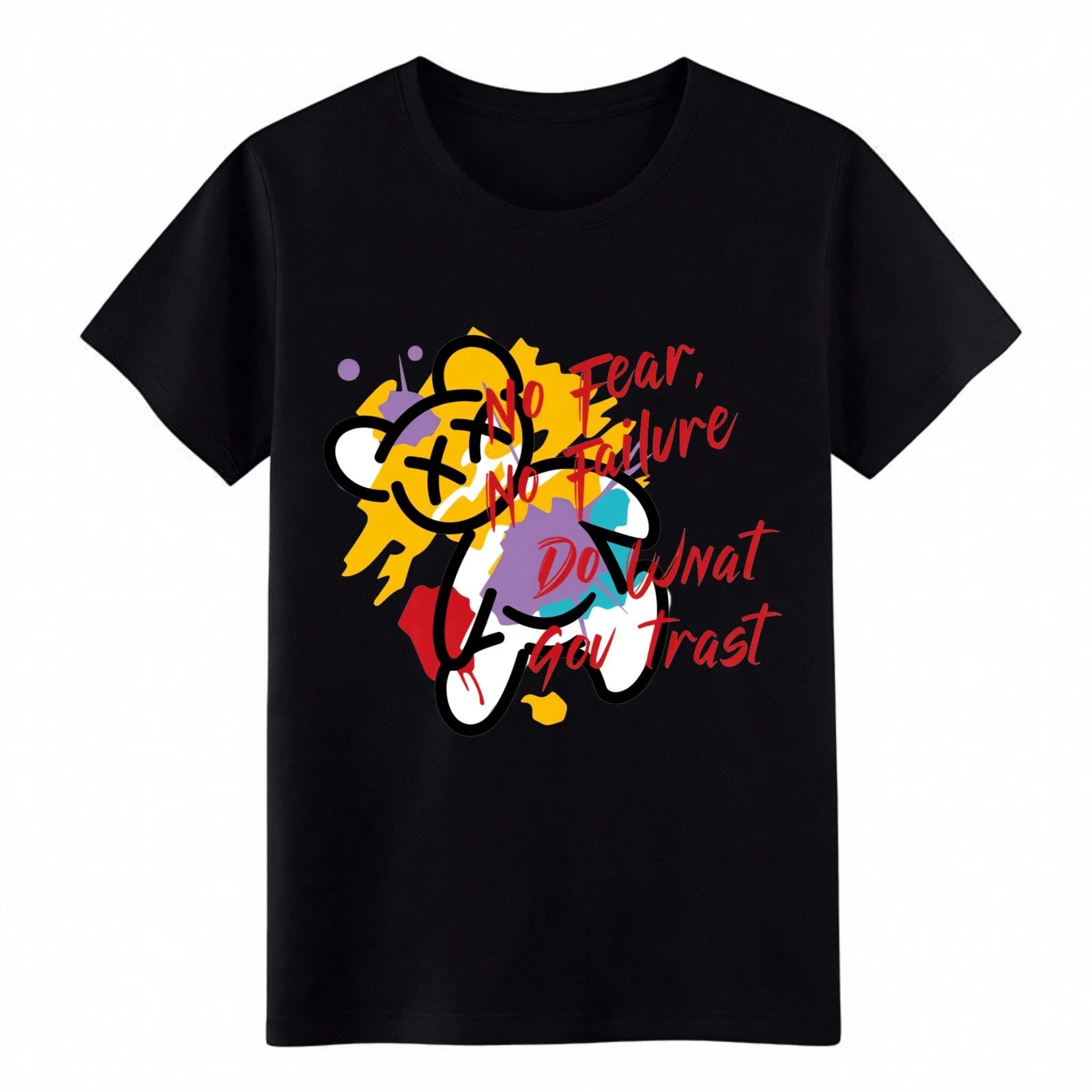 

No Fear No Failure Graffiti Bear T-Shirt Retro Streetwear Tee for Men Women 2XL