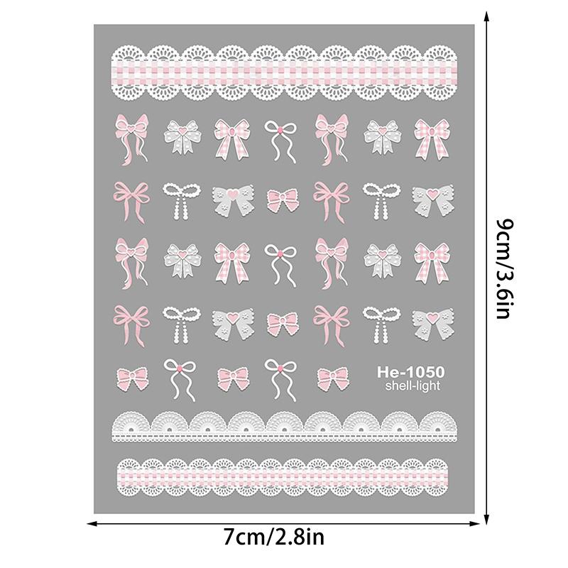 1 Buc. Autocolante 5D în Relief Kawaii Seria Dantelă pentru Artă Unghiilor Fundiță Roz Inimă Decalcomanii pentru Decorarea Unghiilor Accesorii Manichiură Autoadezive Bricolaj