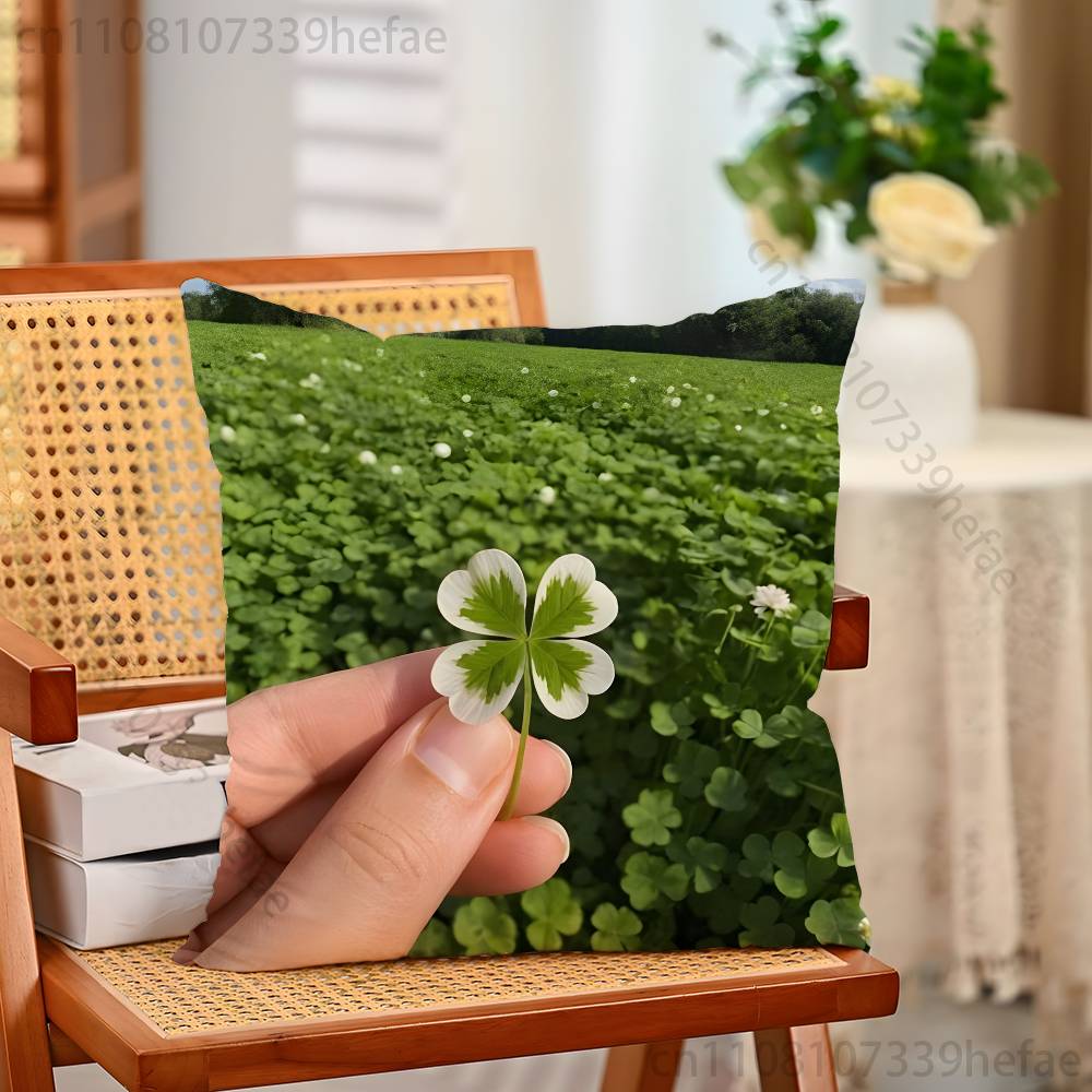 Lucky Four Leaf Clover Throw Pillow Case For Decoration 30cm 50cm 55cm Square Home Pillowcase Case