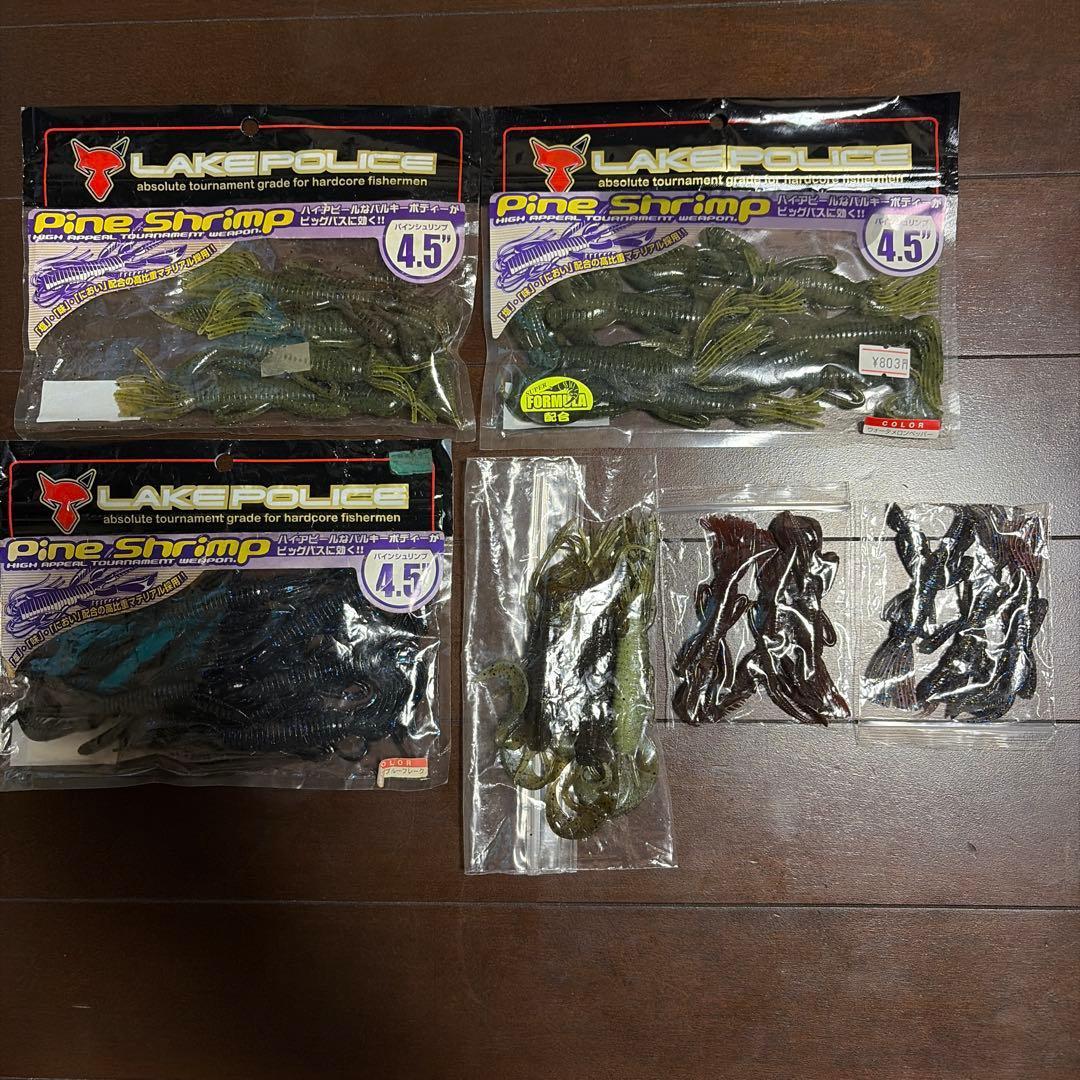 Used [Out of print] [JACKALL] Pine shrimp 3.5 inch 4.5 inch 6 bag set