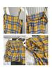 2024 Summer Orange Retro Color Block Plaid Irregular Camisole Sleeveless Top