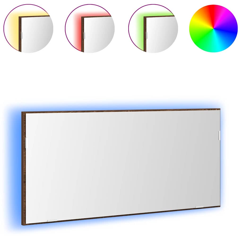 Mirror in Brown Oak Look 80 x 37 cm Glass and Engineered Wood