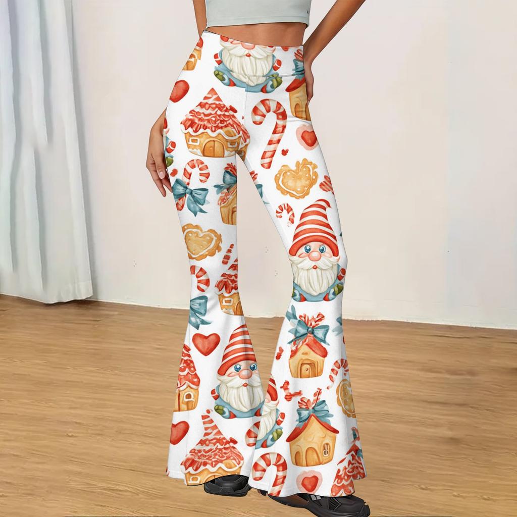 Women's Christmas Printed High Waisted Flared Yoga Pants Casual Slim Fit Everyday Wear