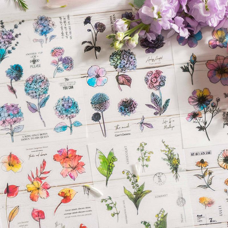 30pcs Kawaii Stationery Stickers Flower Garden Junk Journal Planner Decorative Mobile Sticker Scrapbooking DIY Craft Sticker