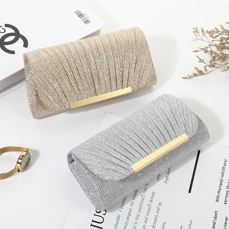 Hot-selling sequined pleated bag, women's dinner bag chain shoulder women's party bag banquet bag shoulder bag