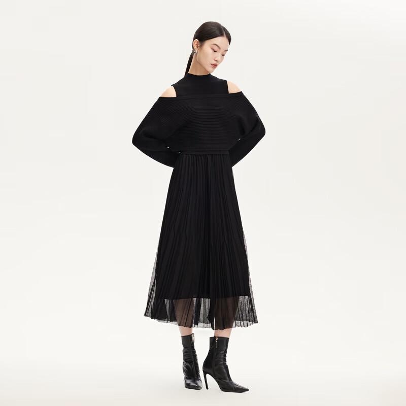 VEROMODA Women's Two-Piece Knit & Mesh A-Line Dress