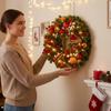 LED Christmas Wreath with PineCones Artificial Decorative Garland Reusable Lovely Xmas Door Wreath for Shopping Mall Decorations