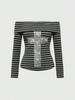 Autumn/Winter Slim Fit Ribbed Long Sleeve Top with Letter Print for Women