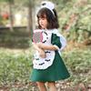Girls Halloween Cosplay Costume Anime Maid Bat Print Green Party Dress Kids Performance Dancewear